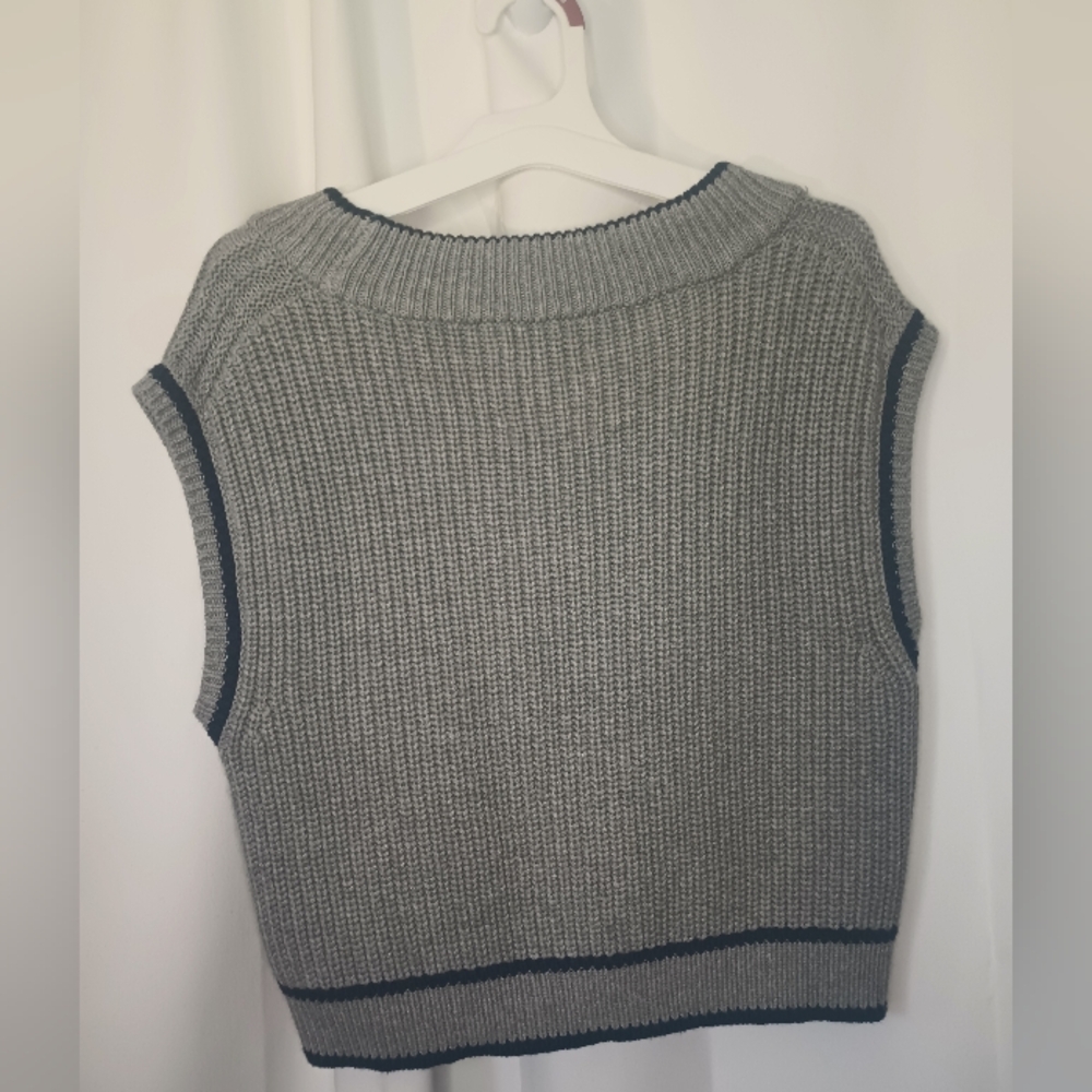 Abercrombie Fitch Tennis Prep Sweater Vest Womens XS Chunky Knit Crop Academia - Picture 4 of 8